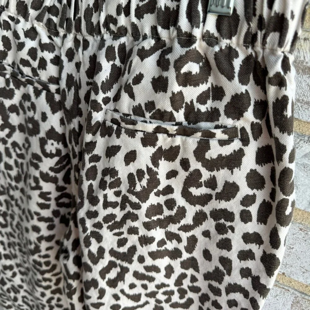J. Crew Womens Linen Blend Leopard Print Pants, Size 4.